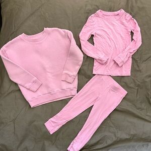 Tones Bubblegum Pink pajamas and crewneck 2T
